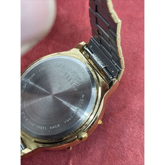 Vintage Pulsar Y960-6059 Men Rotate Bezel Quartz Watch Gold Tone Dead Battery - Picture 6 of 9
